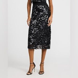 NWT Express High Waisted Printed Sequin Midi Skirt - size 2